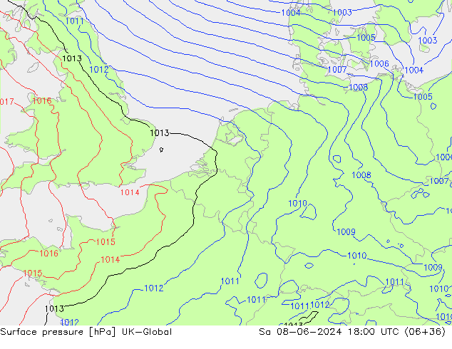 Surface pressure UK-Global Sa 08.06.2024 18 UTC