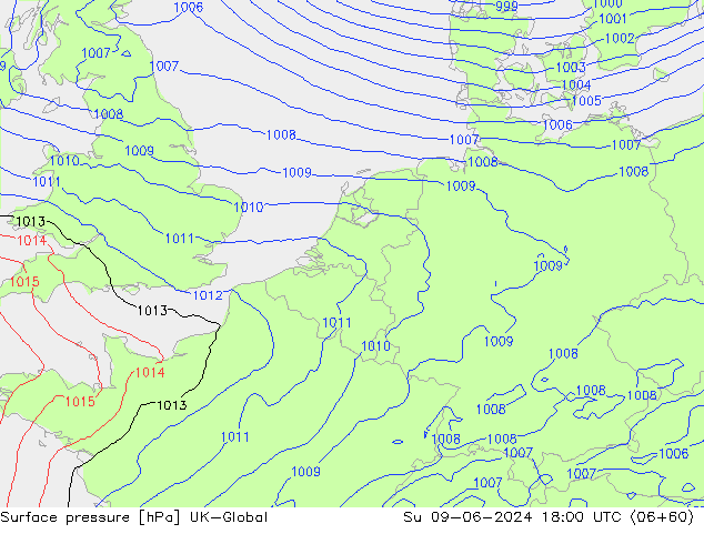 приземное давление UK-Global Вс 09.06.2024 18 UTC