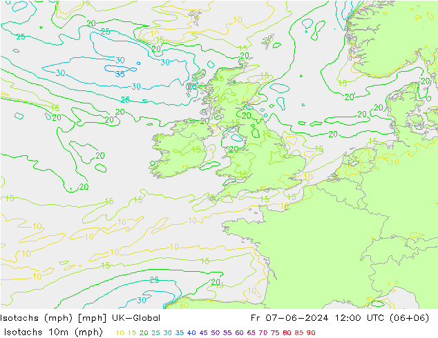Isotachs (mph) UK-Global Fr 07.06.2024 12 UTC