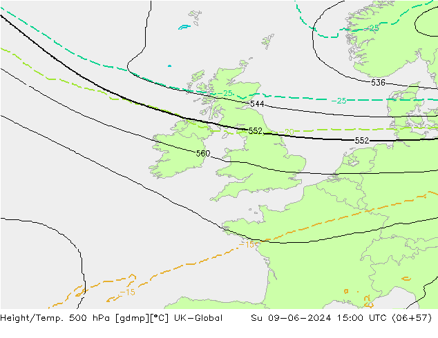 Height/Temp. 500 hPa UK-Global Ne 09.06.2024 15 UTC