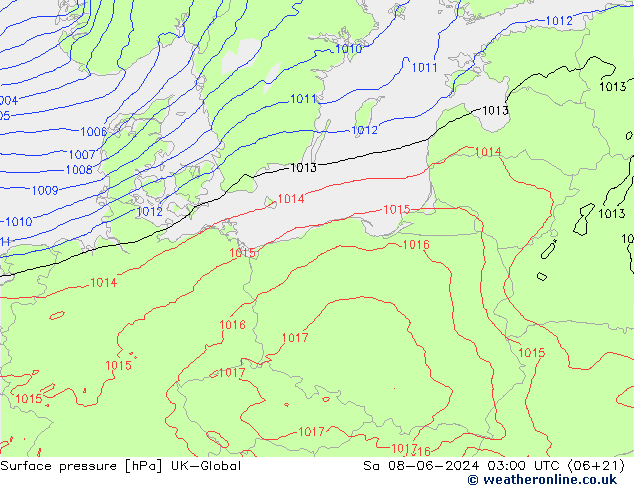 Luchtdruk (Grond) UK-Global za 08.06.2024 03 UTC