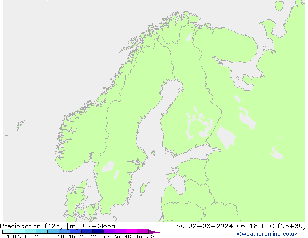 Precipitação (12h) UK-Global Dom 09.06.2024 18 UTC