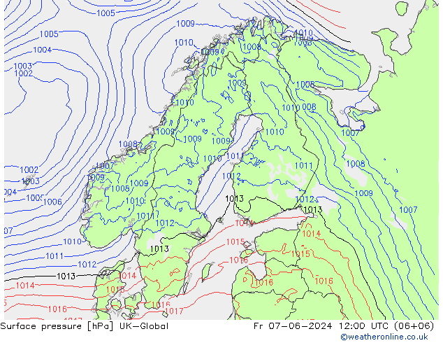 pression de l'air UK-Global ven 07.06.2024 12 UTC