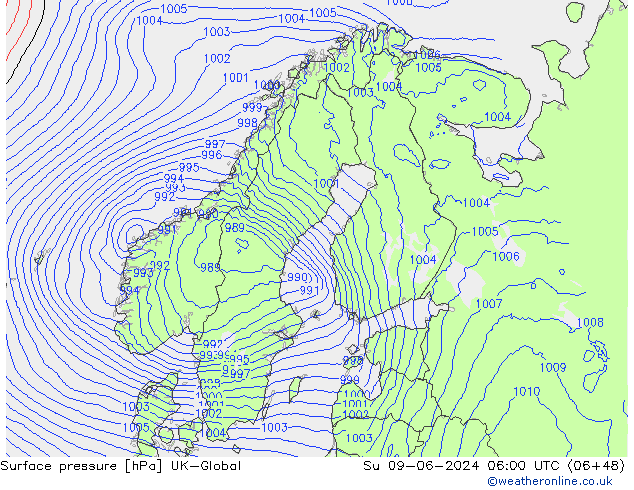 pressão do solo UK-Global Dom 09.06.2024 06 UTC
