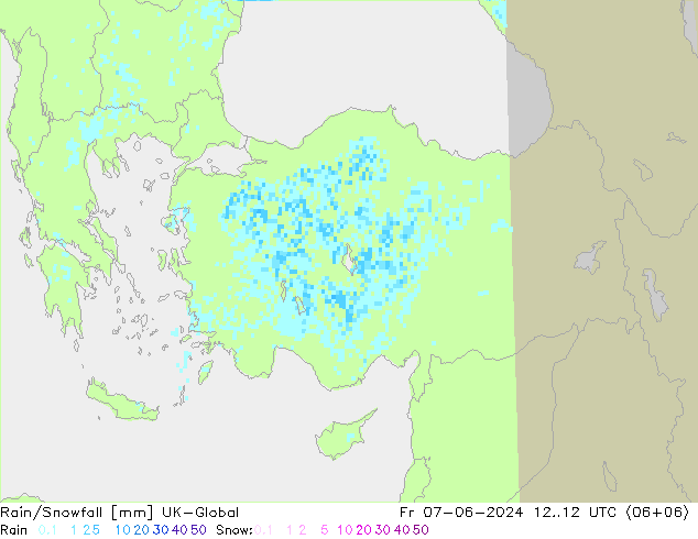 Rain/Snowfall UK-Global Fr 07.06.2024 12 UTC