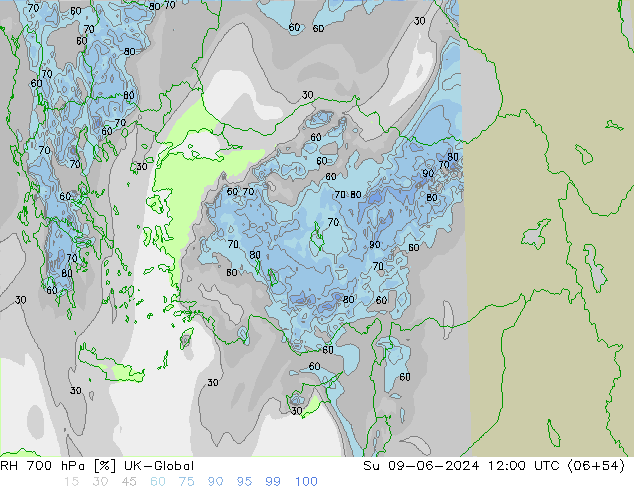 RH 700 hPa UK-Global Dom 09.06.2024 12 UTC