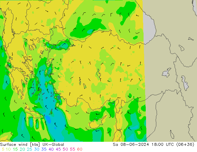 Vento 10 m UK-Global sab 08.06.2024 18 UTC
