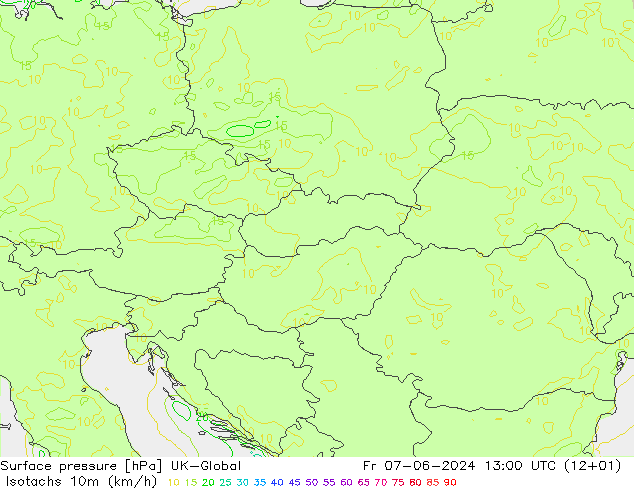 Isotachs (kph) UK-Global Fr 07.06.2024 13 UTC