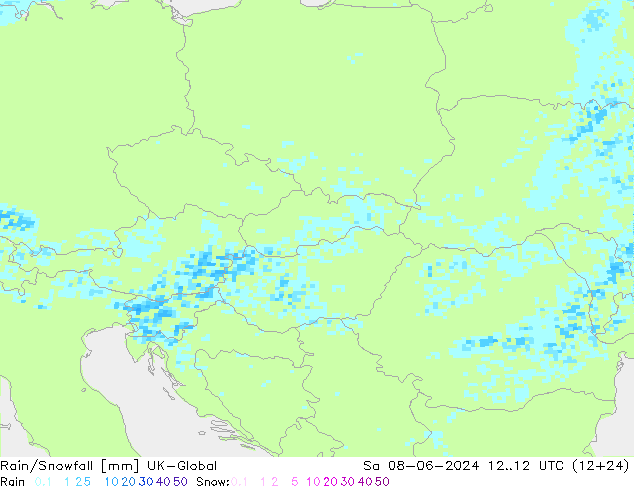 Rain/Snowfall UK-Global  08.06.2024 12 UTC