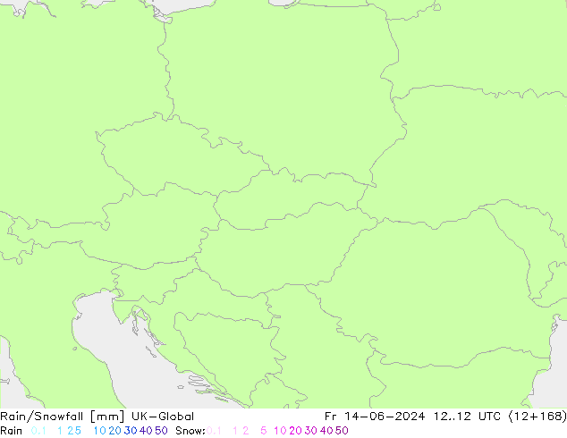 Rain/Snowfall UK-Global пт 14.06.2024 12 UTC