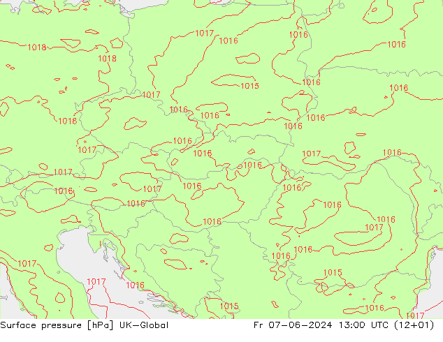 pression de l'air UK-Global ven 07.06.2024 13 UTC