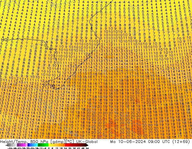 Hoogte/Temp. 850 hPa UK-Global ma 10.06.2024 09 UTC