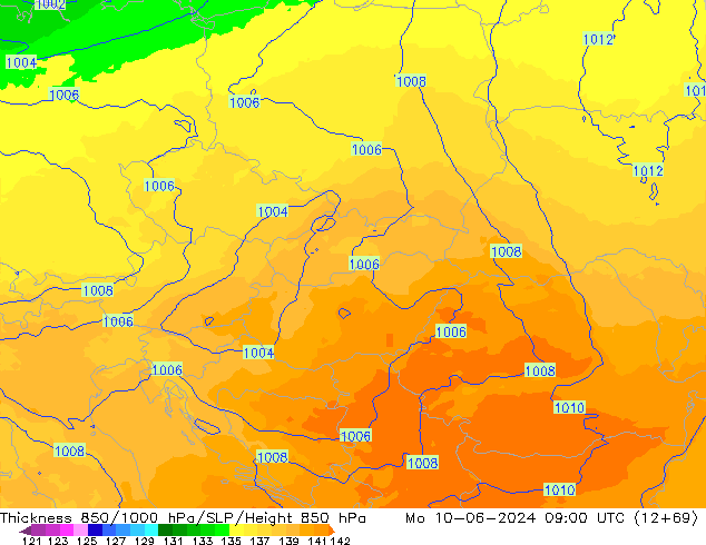 Thck 850-1000 hPa UK-Global lun 10.06.2024 09 UTC