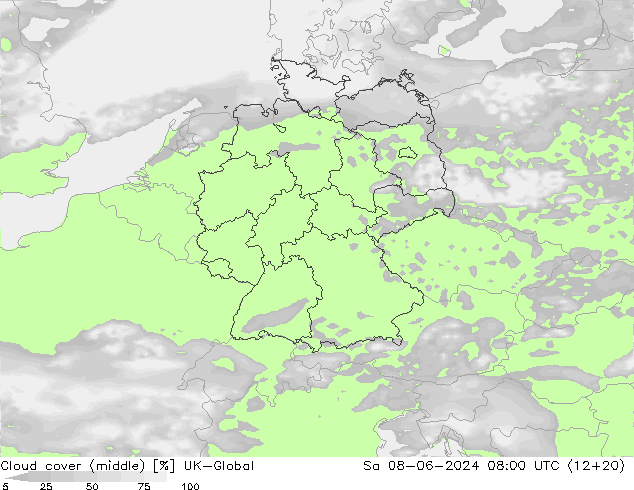 Bewolking (Middelb.) UK-Global za 08.06.2024 08 UTC