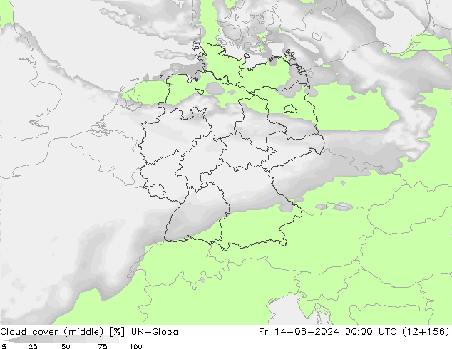 Cloud cover (middle) UK-Global Fr 14.06.2024 00 UTC