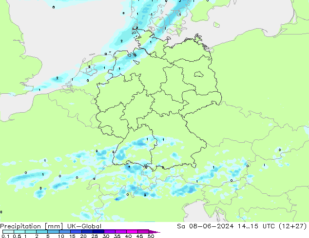 Précipitation UK-Global sam 08.06.2024 15 UTC