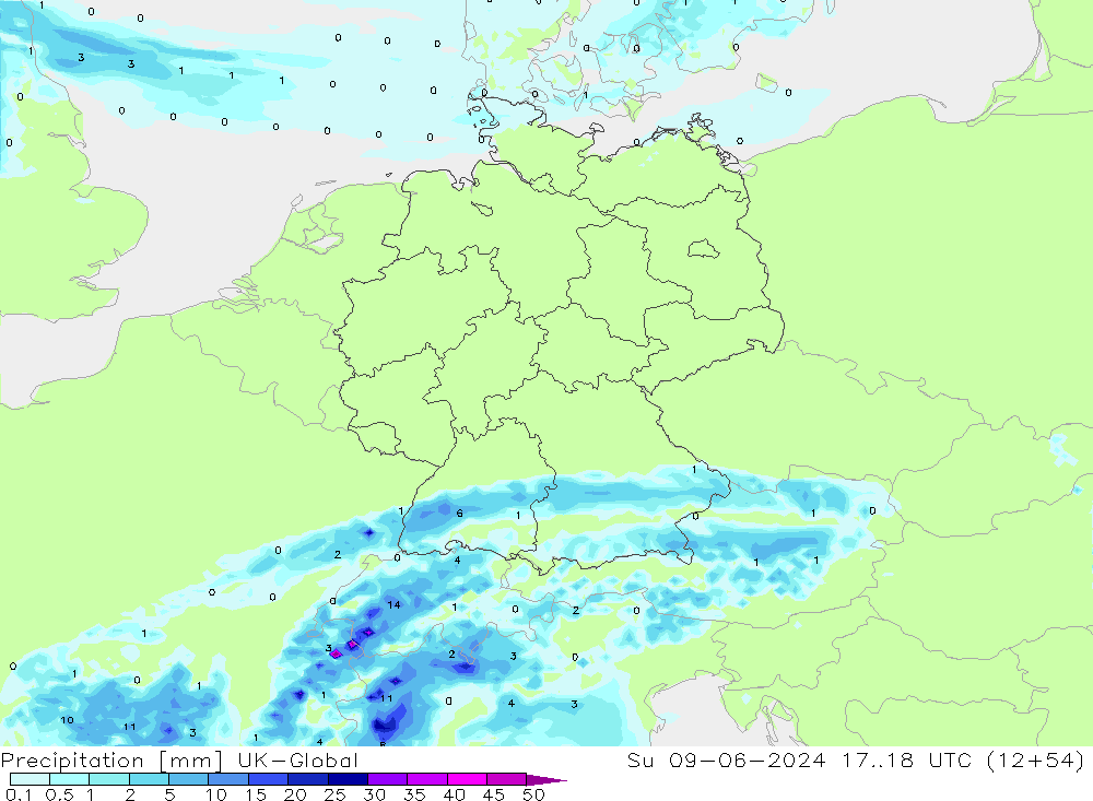 Precipitación UK-Global dom 09.06.2024 18 UTC