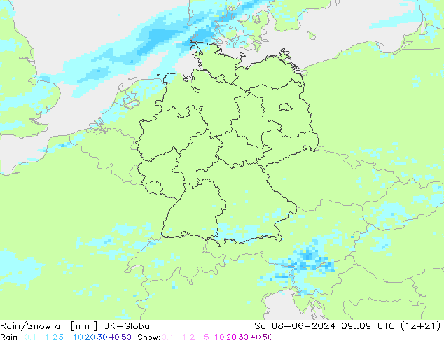 Rain/Snowfall UK-Global Sa 08.06.2024 09 UTC