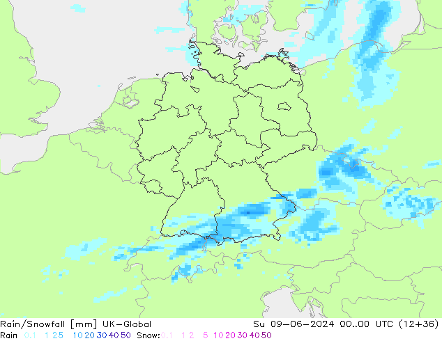 Rain/Snowfall UK-Global Su 09.06.2024 00 UTC