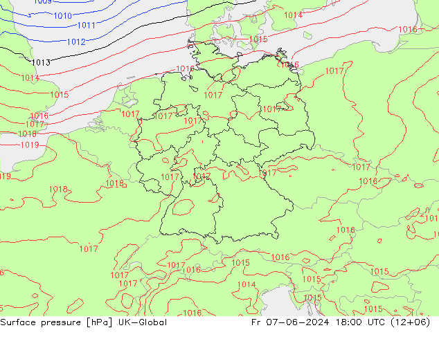 Surface pressure UK-Global Fr 07.06.2024 18 UTC