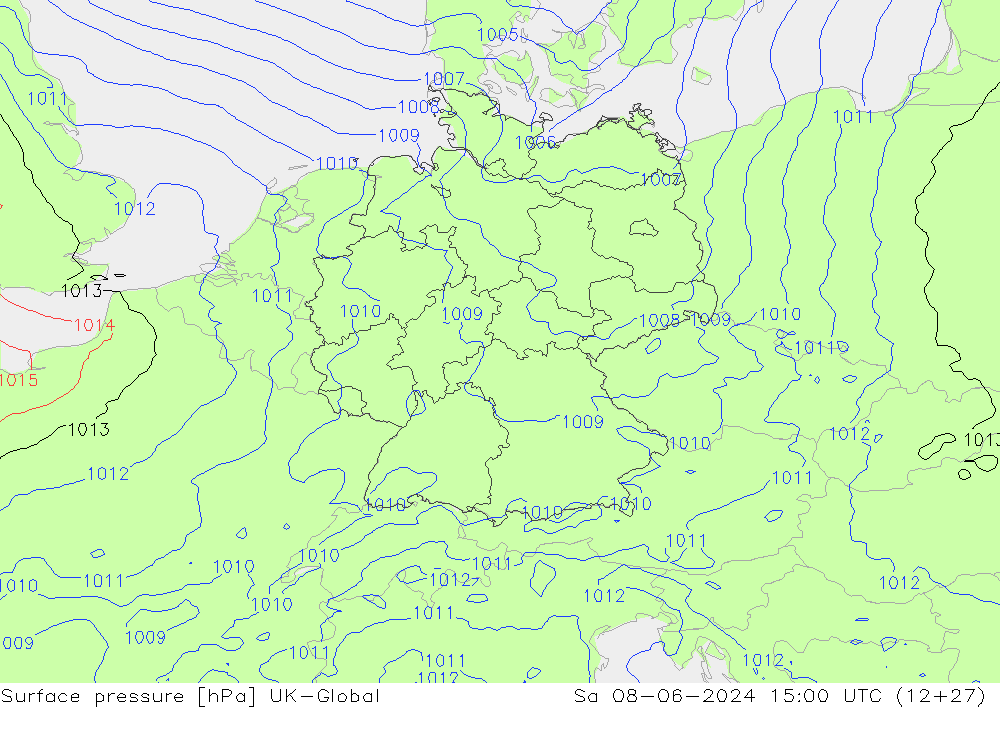 pression de l'air UK-Global sam 08.06.2024 15 UTC