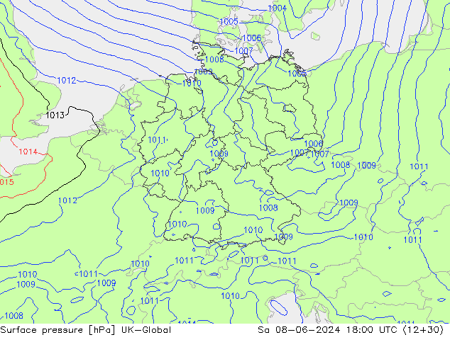 pressão do solo UK-Global Sáb 08.06.2024 18 UTC