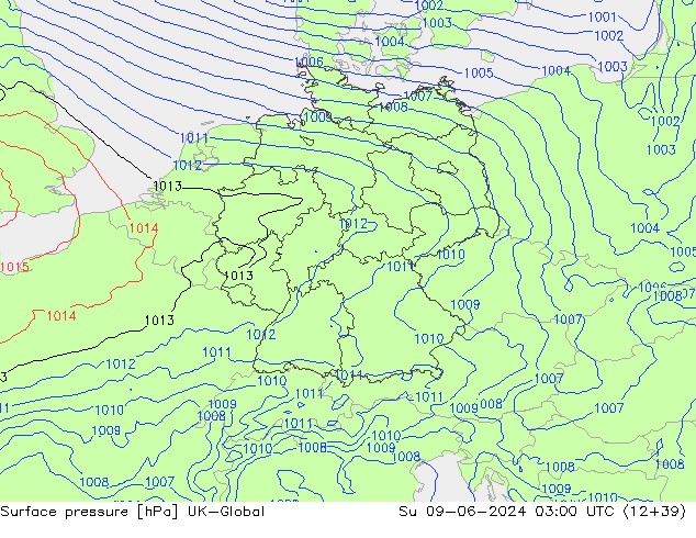 Luchtdruk (Grond) UK-Global zo 09.06.2024 03 UTC