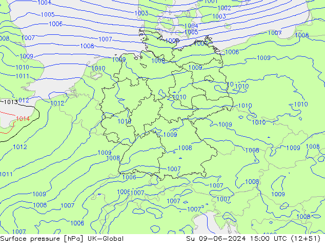 приземное давление UK-Global Вс 09.06.2024 15 UTC