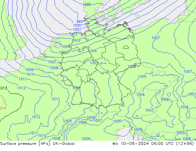 Surface pressure UK-Global Mo 10.06.2024 06 UTC