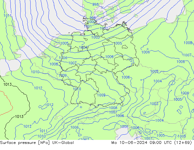 приземное давление UK-Global пн 10.06.2024 09 UTC