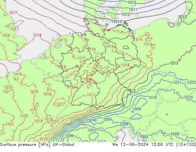 Surface pressure UK-Global We 12.06.2024 12 UTC