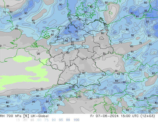 RH 700 hPa UK-Global Fr 07.06.2024 15 UTC