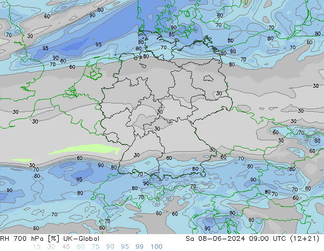 RH 700 hPa UK-Global Sa 08.06.2024 09 UTC