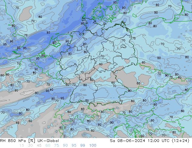 RH 850 hPa UK-Global  08.06.2024 12 UTC