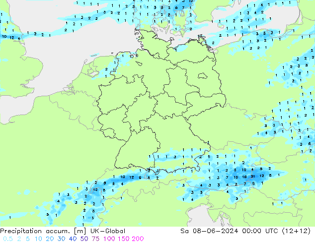 Toplam Yağış UK-Global Cts 08.06.2024 00 UTC