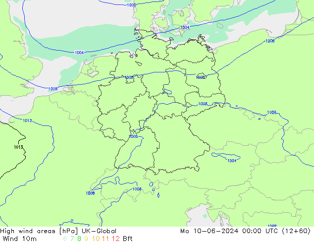 High wind areas UK-Global пн 10.06.2024 00 UTC