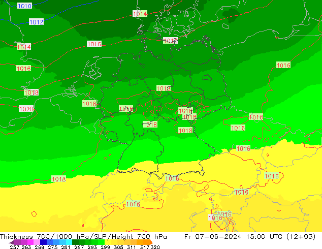 Schichtdicke 700-1000 hPa UK-Global Fr 07.06.2024 15 UTC