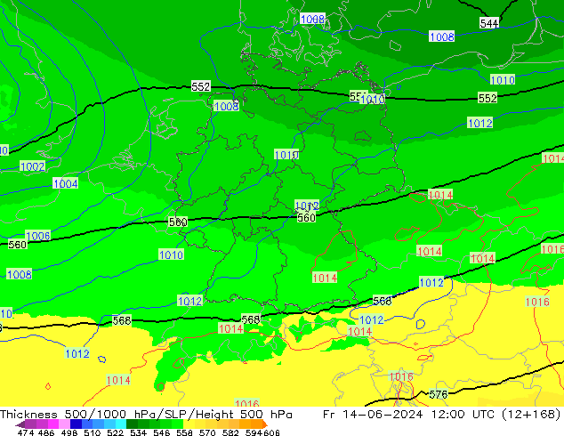 Thck 500-1000hPa UK-Global  14.06.2024 12 UTC