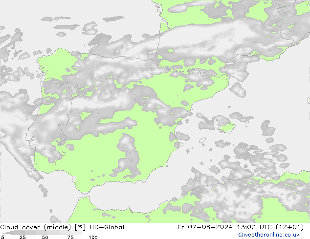 Cloud cover (middle) UK-Global Fr 07.06.2024 13 UTC