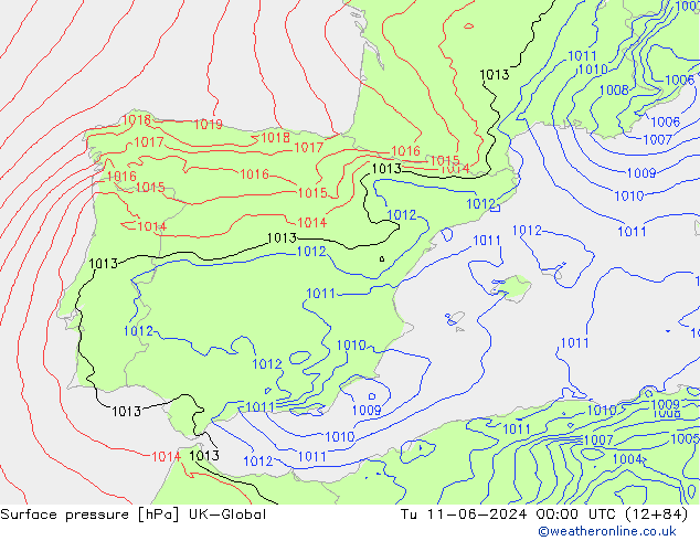 Pressione al suolo UK-Global mar 11.06.2024 00 UTC