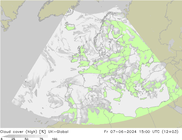 Cloud cover (high) UK-Global Fr 07.06.2024 15 UTC