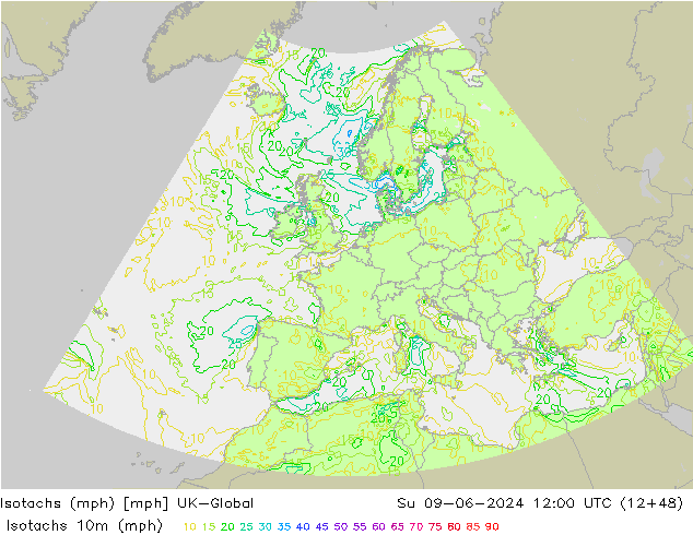 Isotachs (mph) UK-Global Su 09.06.2024 12 UTC