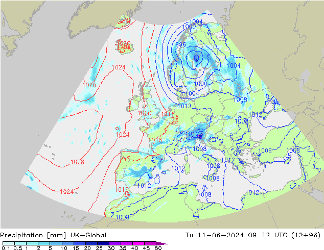 Precipitación UK-Global mar 11.06.2024 12 UTC