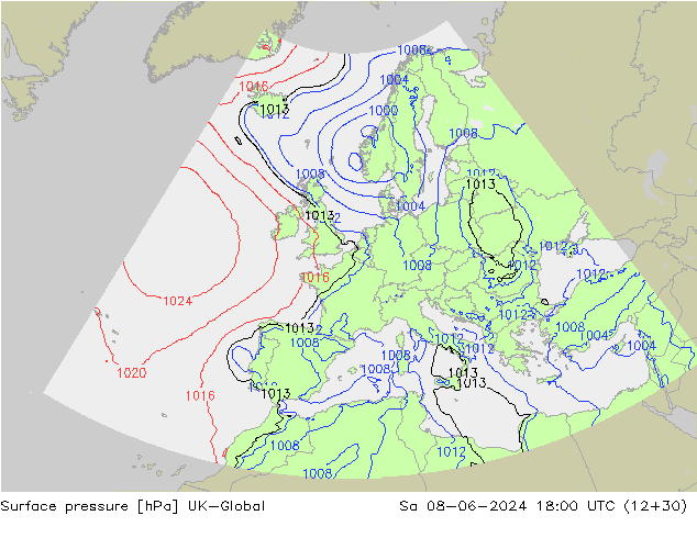 Surface pressure UK-Global Sa 08.06.2024 18 UTC