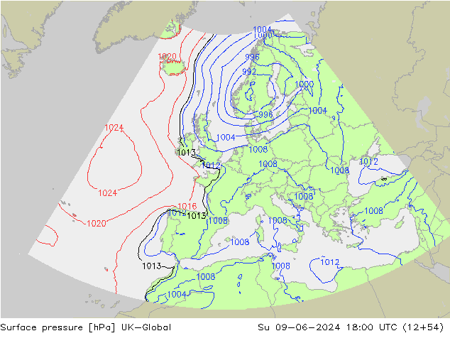 pression de l'air UK-Global dim 09.06.2024 18 UTC