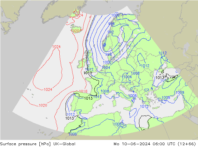 Surface pressure UK-Global Mo 10.06.2024 06 UTC