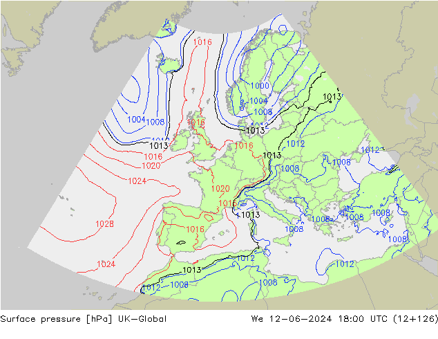 Atmosférický tlak UK-Global St 12.06.2024 18 UTC