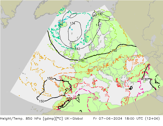 Height/Temp. 850 hPa UK-Global  07.06.2024 18 UTC