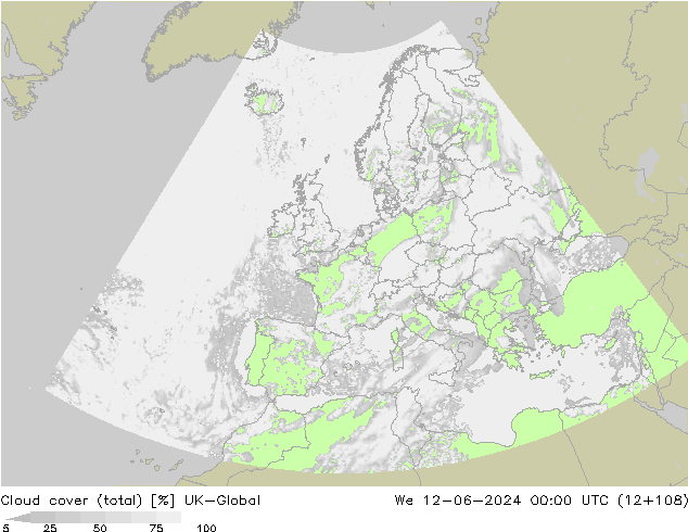 Cloud cover (total) UK-Global St 12.06.2024 00 UTC