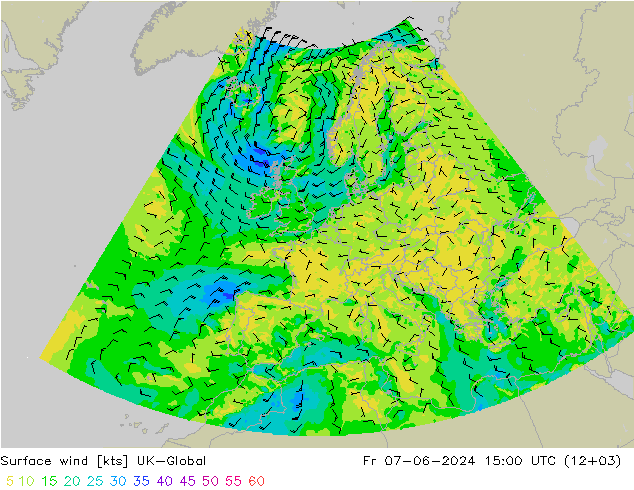 Surface wind UK-Global Pá 07.06.2024 15 UTC